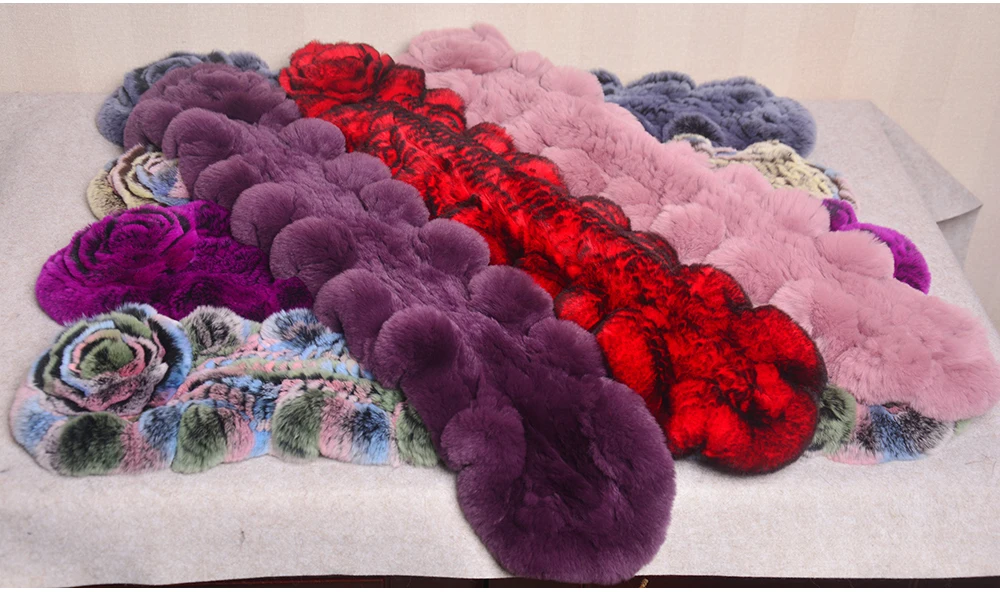 New Women Winter Fur Hat Scarf Sets Natural Warm Real Rex Rabbit Fur Cap Scarves Lady Knitted Warm 100% Genuine Fur Hats Muffler