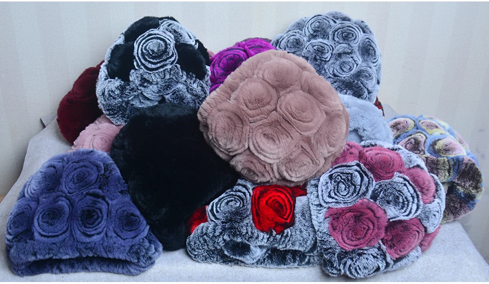 New Women Winter Fur Hat Scarf Sets Natural Warm Real Rex Rabbit Fur Cap Scarves Lady Knitted Warm 100% Genuine Fur Hats Muffler