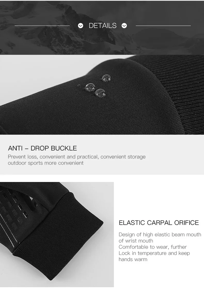 Non-slip Motorcycle Gloves for Men, Touch Screen, Black, Outdoor Cycling, Gym, Fitness, Sports, Running, Warm, Autumn, Winter