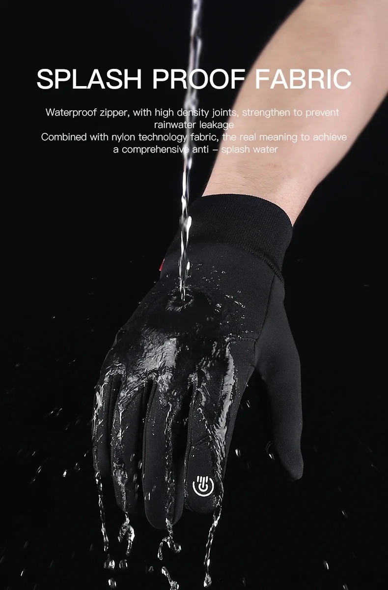 Non-slip Motorcycle Gloves for Men, Touch Screen, Black, Outdoor Cycling, Gym, Fitness, Sports, Running, Warm, Autumn, Winter