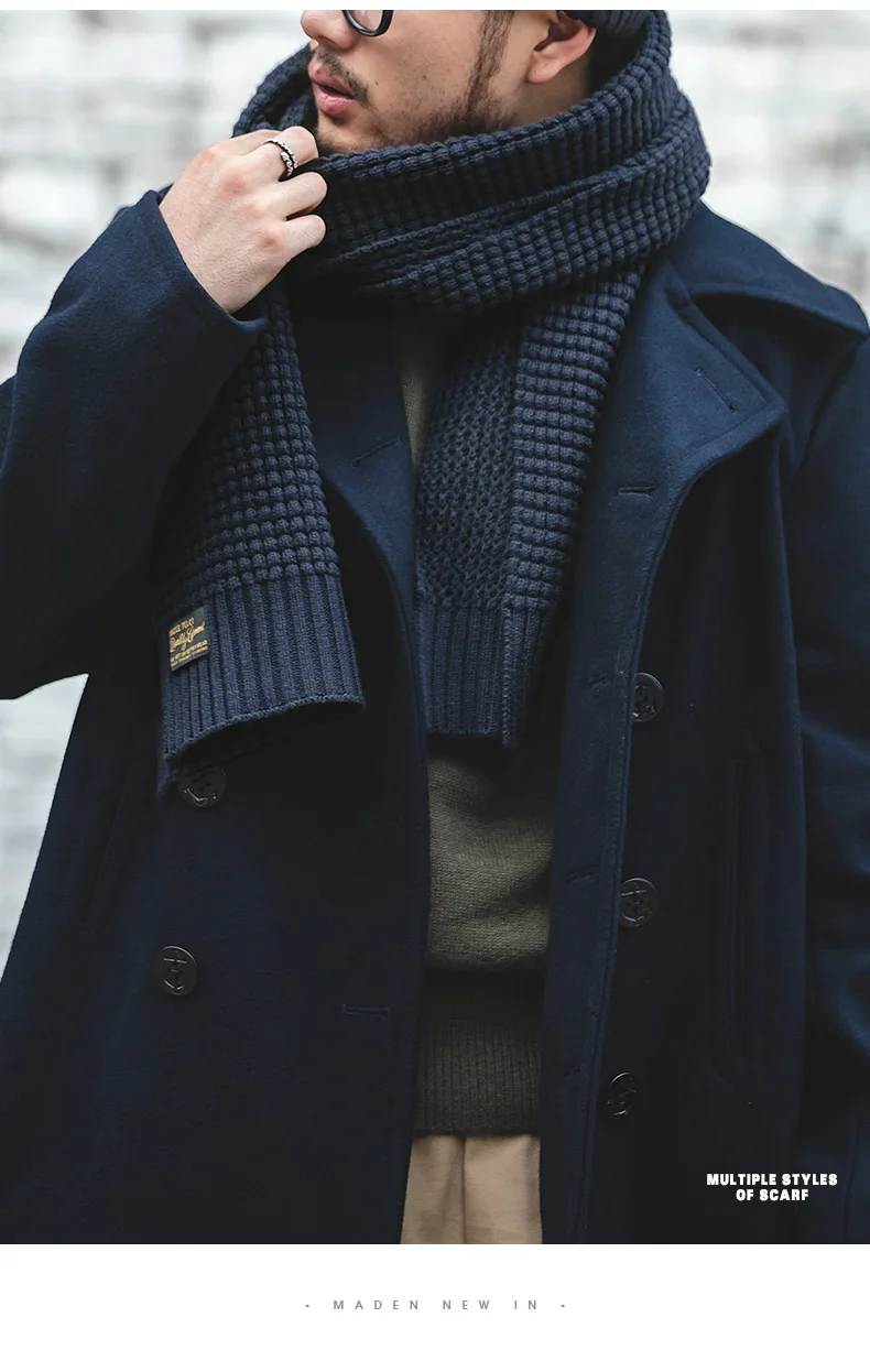 Maden Knitted Winter Scarf Men Striped Cotton Scarf Male Brand Shawl Wrap Knit Cashmere Bufandas Long Scarves