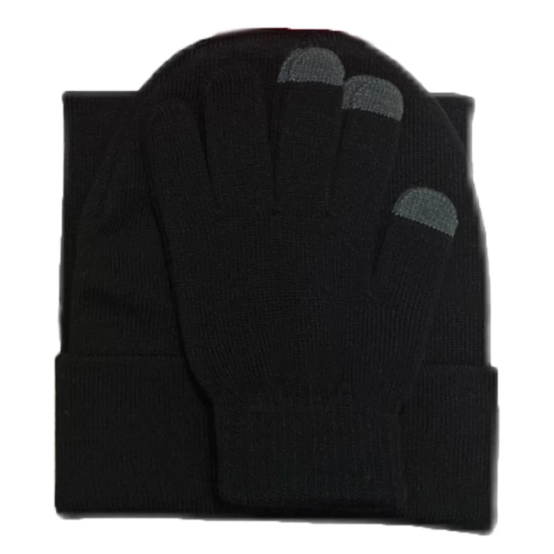 New Unisex Thick Autumn Winter Scarf Hat Gloves Set For Women Outdoor Warm Soft Solid Neck Scaf Beanies Cap Men Windproof Gift
