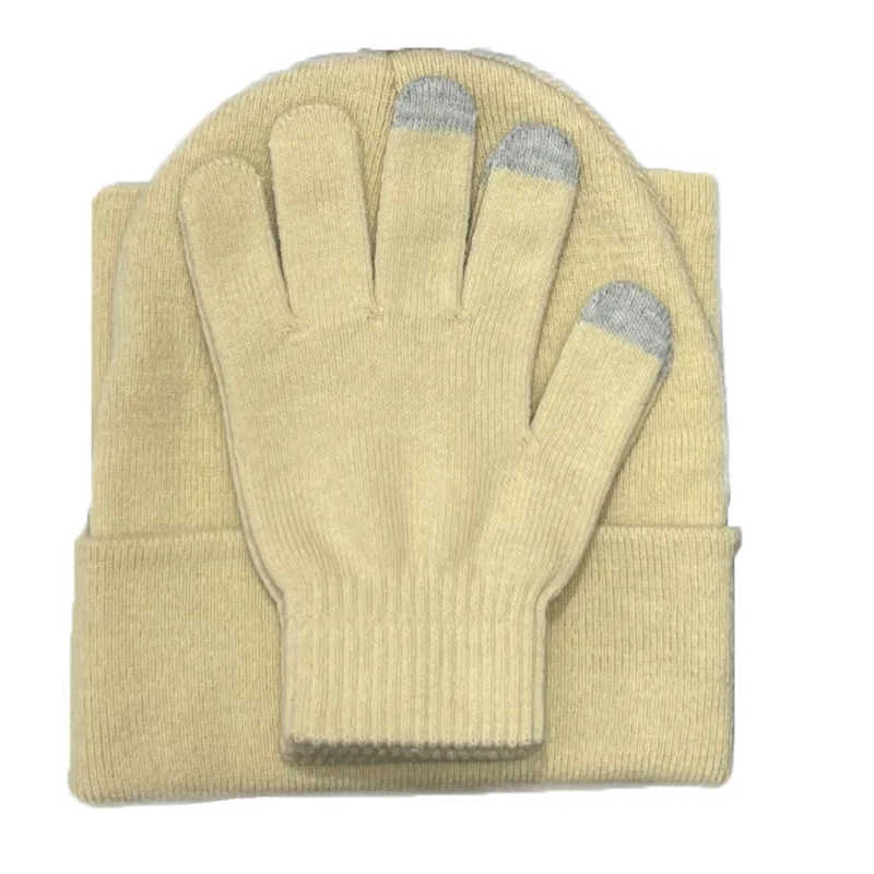 New Unisex Thick Autumn Winter Scarf Hat Gloves Set For Women Outdoor Warm Soft Solid Neck Scaf Beanies Cap Men Windproof Gift