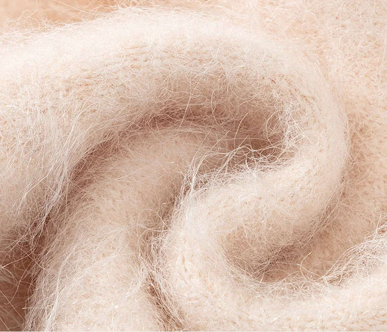 Fluffy Alpaca Wool Beanies Scarf Set Women Warm Knitted Hat Two Piece Winter