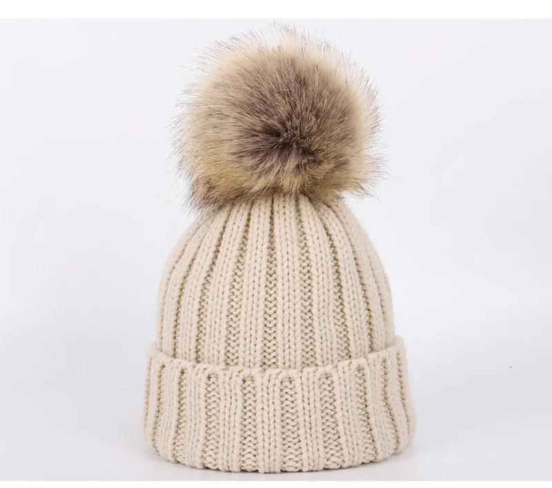 New 2026 Winter Children's Double Hair Ball Woolen Hat Scarf Set Boys Girls Thickened Raccoon Ball Knitted Ear Cap Two Piece Set
