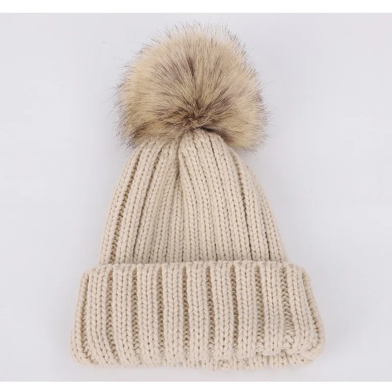 New 2026 Winter Children's Double Hair Ball Woolen Hat Scarf Set Boys Girls Thickened Raccoon Ball Knitted Ear Cap Two Piece Set
