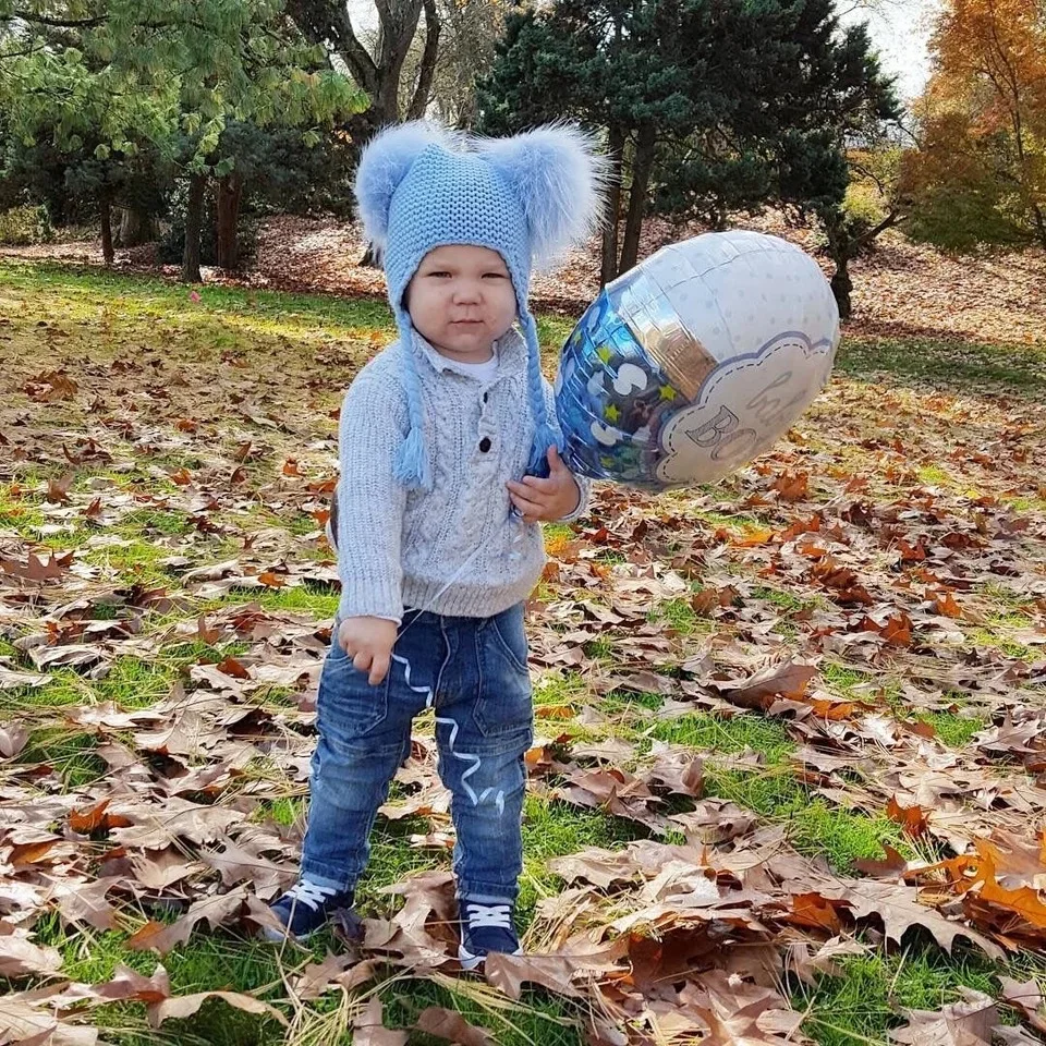 Jaxmonoy Kids Winter Hat and Scarf Set Children's Warm Knit Beanie Real Raccoon Fur Pompom Beanie&Scarf Set for Boys and Girls