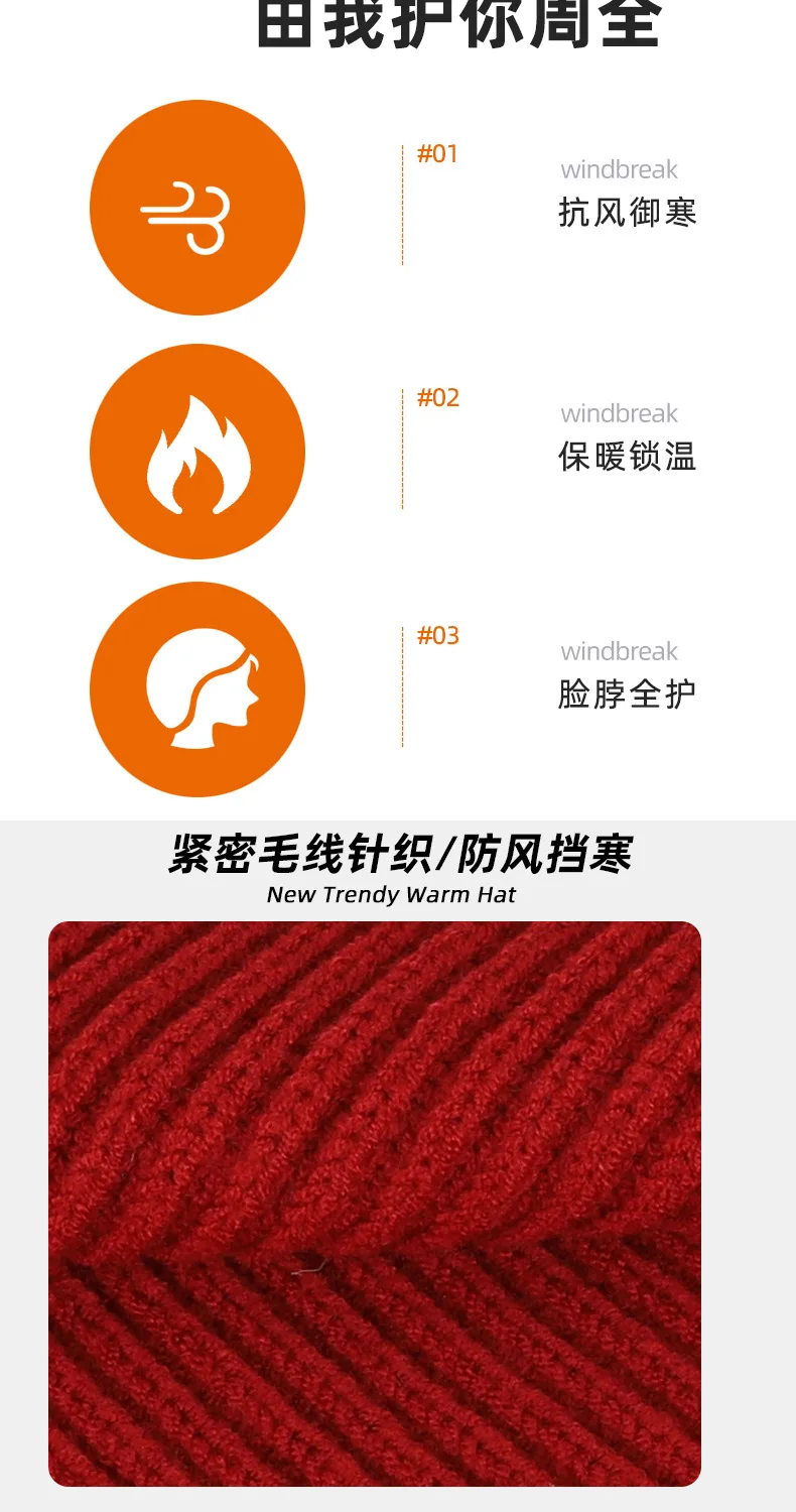 3pcs Winter Knitted Hat for Women Scarf Gloves Set Burgundy Comfortable Soft Casual Warm Hat Set Outdoor Windproof Riding Set