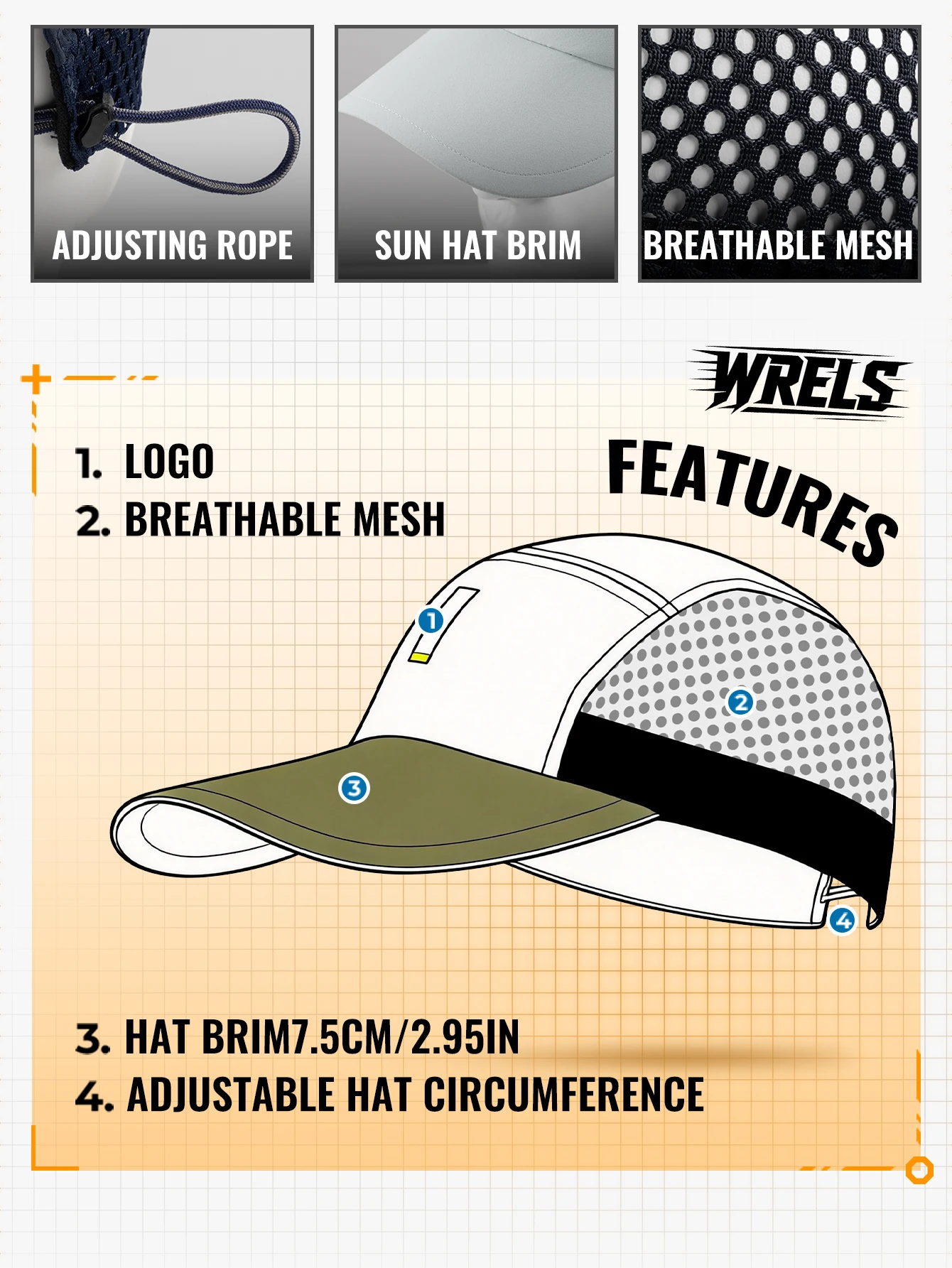 WRELS 1/2/3pcs Summer Sports Running Cap Men Women Lightweight Packable Cap Adjustable Baseball Tennis Golf Outdoor Visor Cap