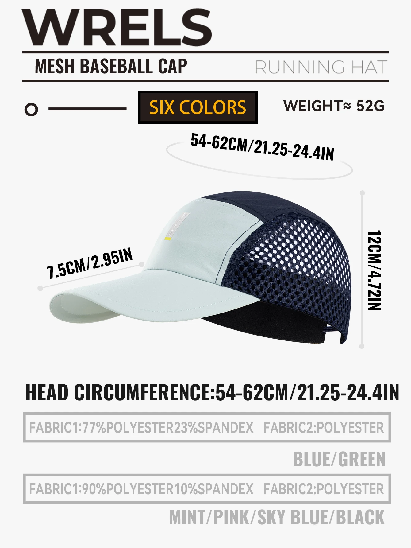 WRELS 1/2/3pcs Summer Sports Running Cap Men Women Lightweight Packable Cap Adjustable Baseball Tennis Golf Outdoor Visor Cap