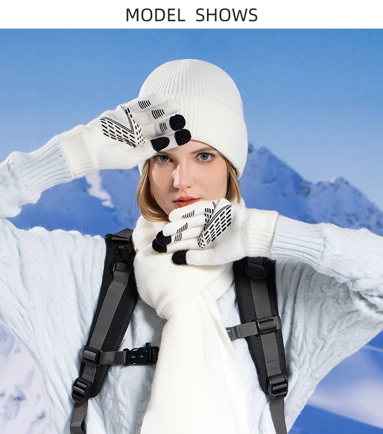 Xinbaoguan 100% Acrylic 8396 Winter Hat, Gloves, Scarf, Warm Set, Men's and Women's Outdoor Ear Protection, Knitted Wool Hat