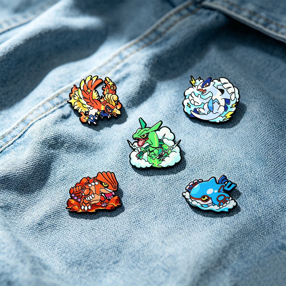9pcs Colorful Anime Monster Enamel Lapel Pins Set, Cute Cartoon Metal Brooches for Backpack Clothing Fans Collectible Gifts