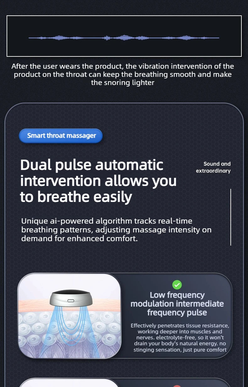 2026 New Anti-Snore Device with Dual-Pulse Stimulation - Sleep Apnea Relief, Snore Reduction, Muscle Trainer for Silent Night