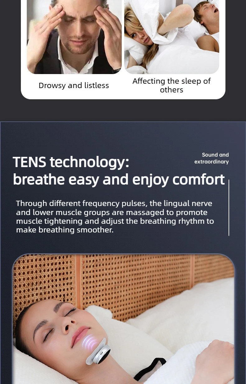 2026 New Anti-Snore Device with Dual-Pulse Stimulation - Sleep Apnea Relief, Snore Reduction, Muscle Trainer for Silent Night
