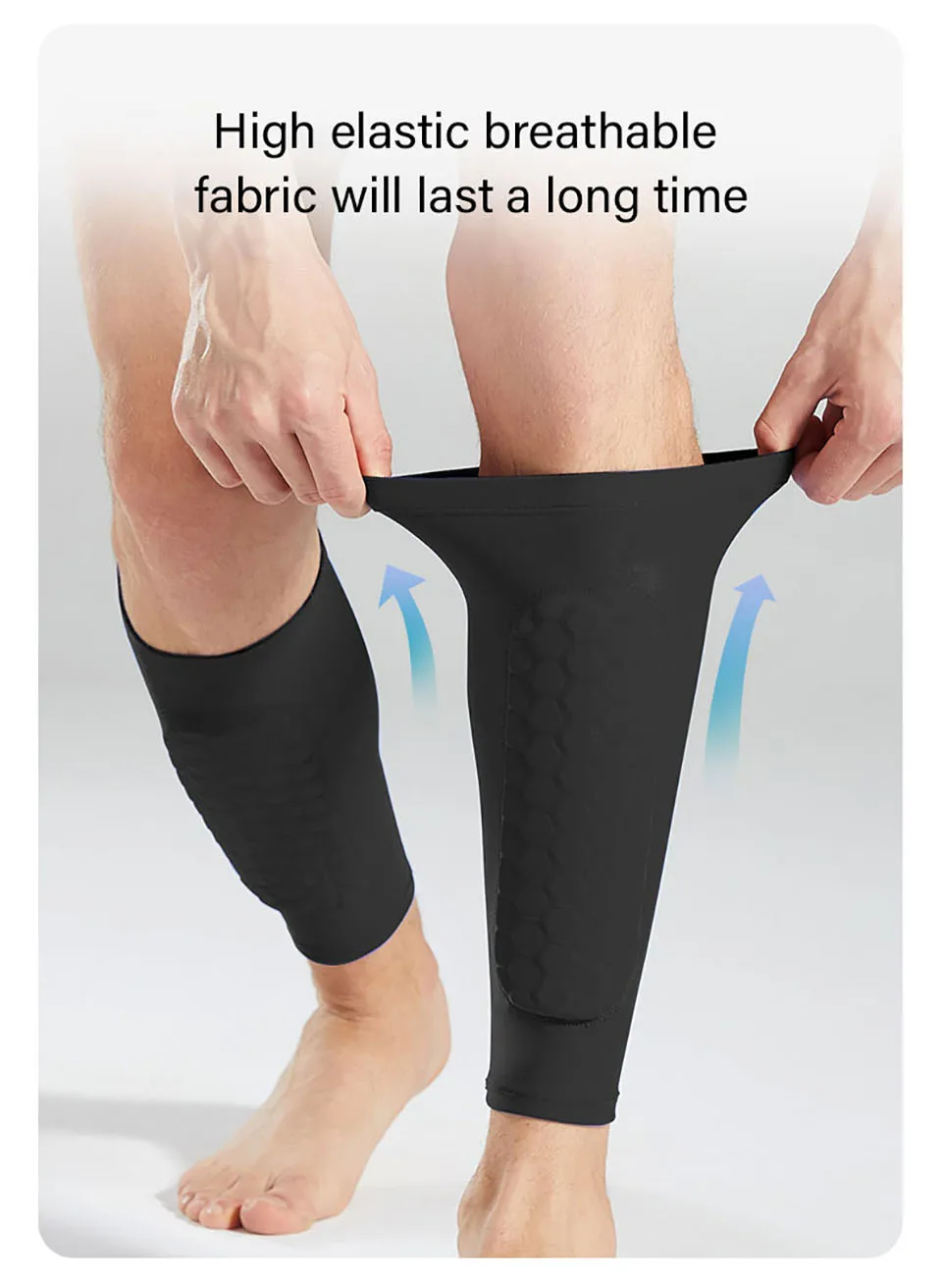 Loogdeel 1PCS Football Shin Guard Socks Sleeves with Foam,Calf Compression Sleeve Honeycomb Pads,Sports Legging&Soccer Equipment