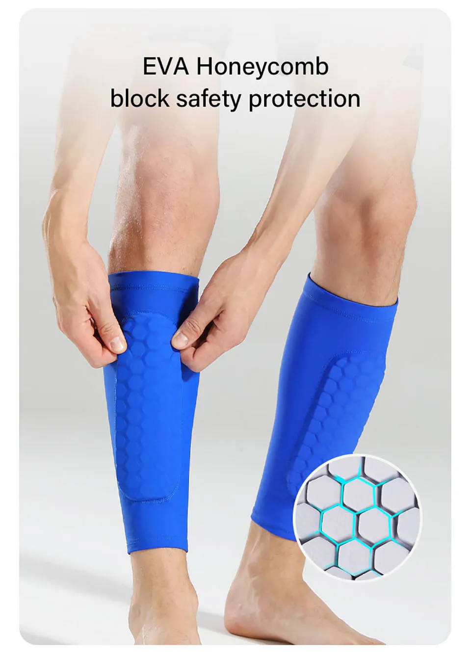 Loogdeel 1PCS Football Shin Guard Socks Sleeves with Foam,Calf Compression Sleeve Honeycomb Pads,Sports Legging&Soccer Equipment
