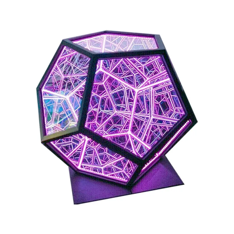 E2 Infinity Dodecahedron Gaming Light 3D Cube Light Desk Cool RGBW Led Table Lamp for Bedroom Gaming Room Decor Led Night Lights