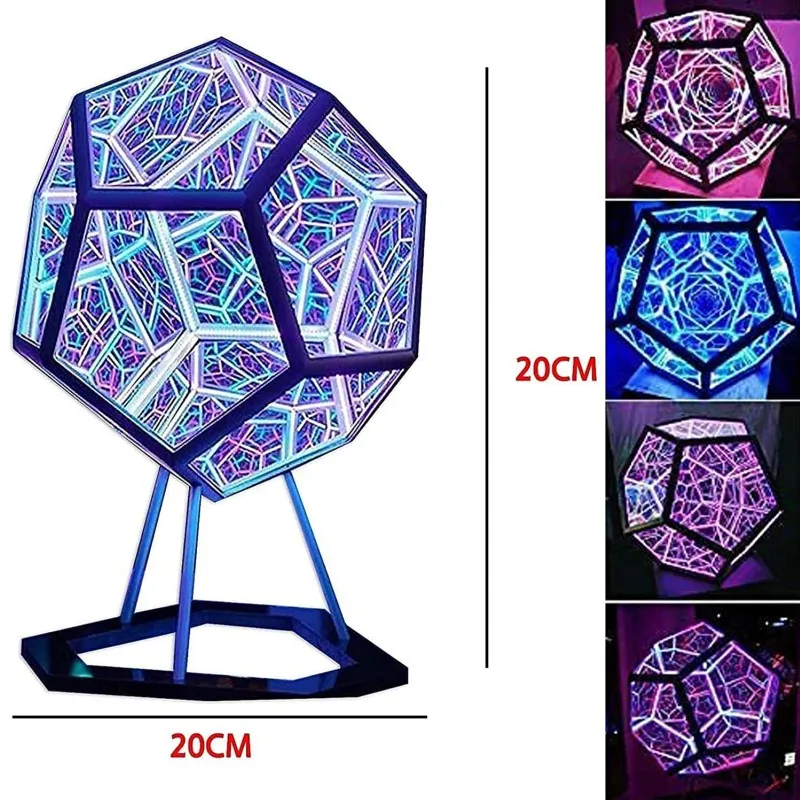 E2 Infinity Dodecahedron Gaming Light 3D Cube Light Desk Cool RGBW Led Table Lamp for Bedroom Gaming Room Decor Led Night Lights