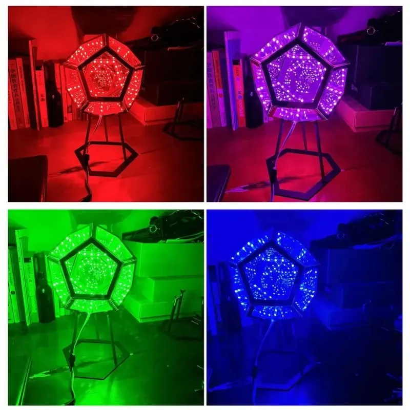 E2 Infinity Dodecahedron Gaming Light 3D Cube Light Desk Cool RGBW Led Table Lamp for Bedroom Gaming Room Decor Led Night Lights