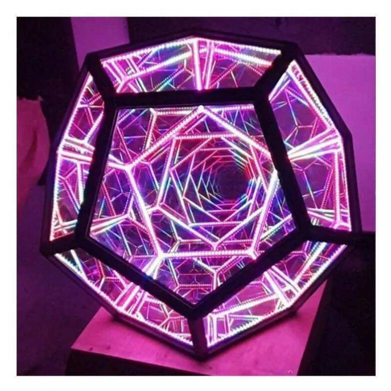 E2 Infinity Dodecahedron Gaming Light 3D Cube Light Desk Cool RGBW Led Table Lamp for Bedroom Gaming Room Decor Led Night Lights