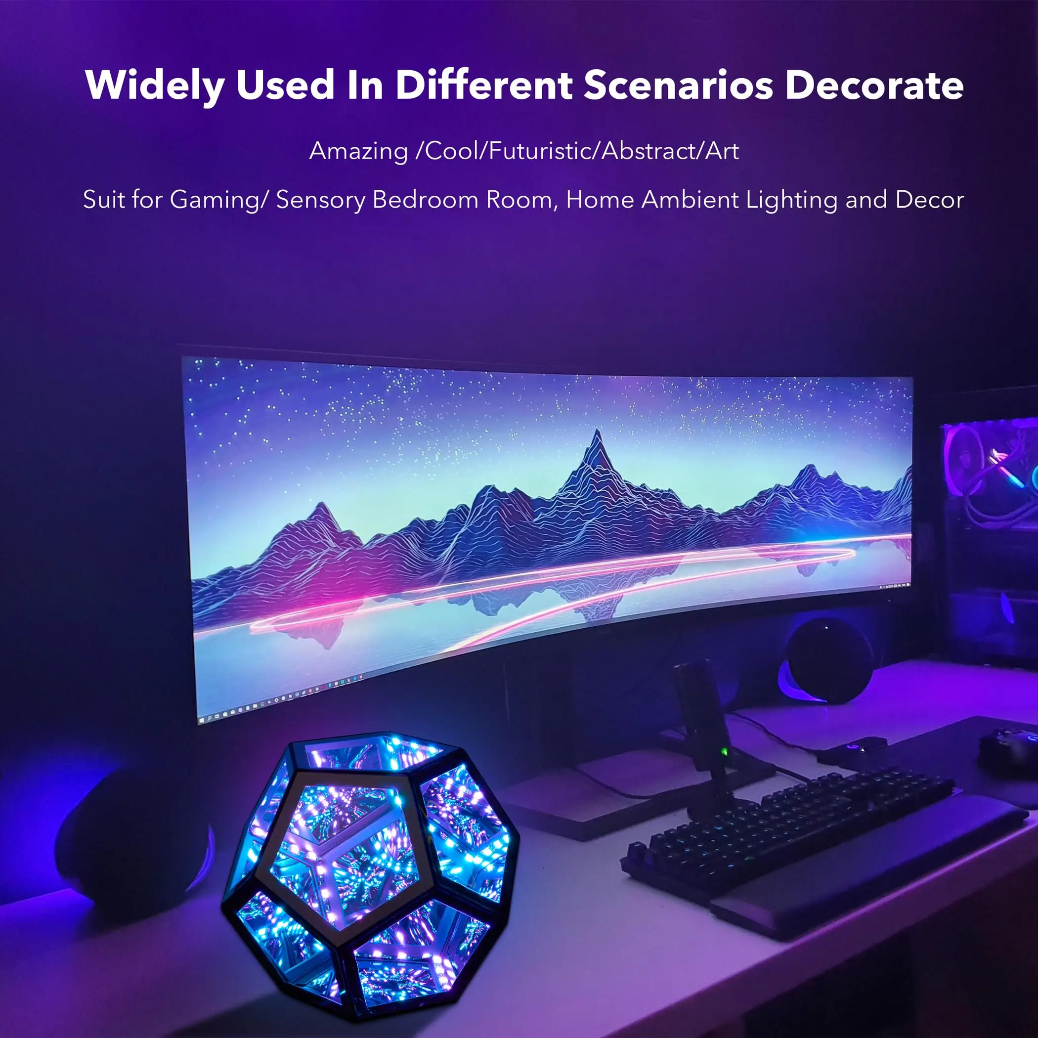 Dreamy Geometric Space LED Night Light Creative Color Home Decor Birthday Gifts Infinity Dodecahedron Mirror Art Light