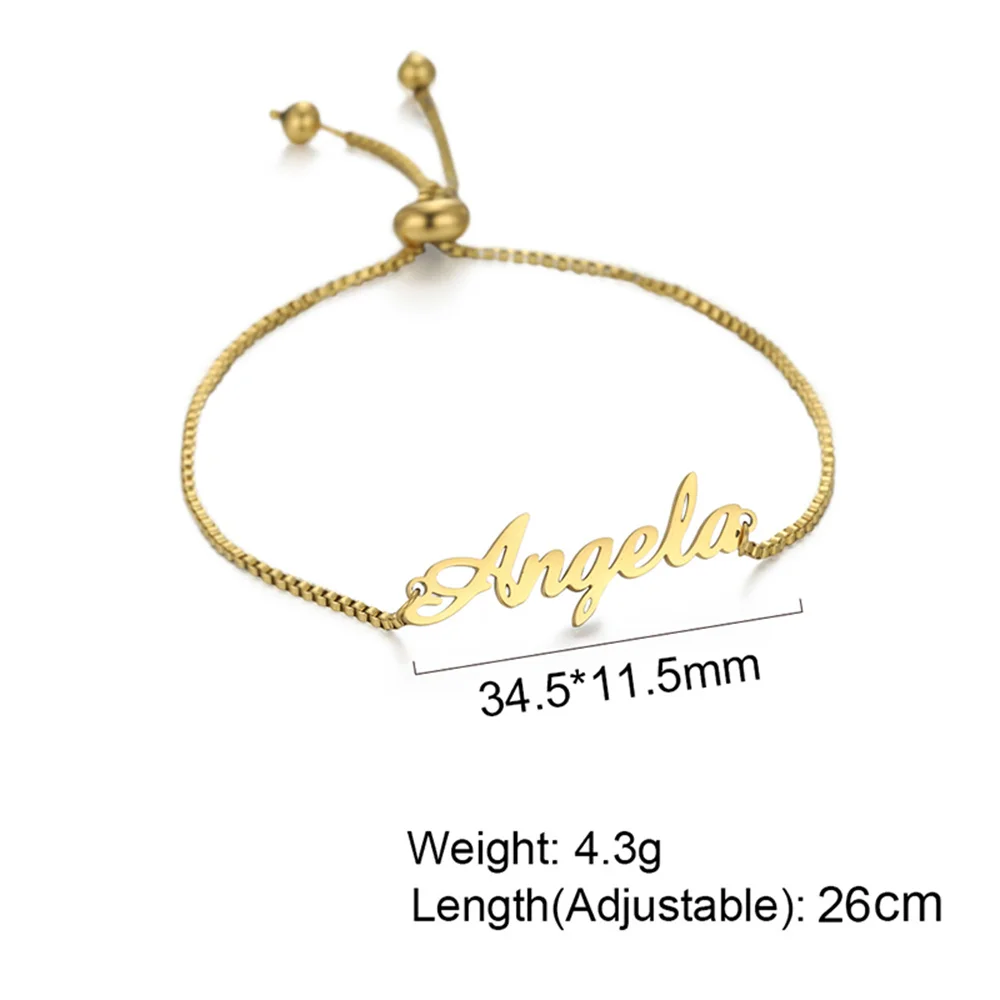 Custom Name Bracelets Hebrew Customized Personalized Name Stainless Steel Jewelry Box Chain Valentine's Day Gifts for Couple
