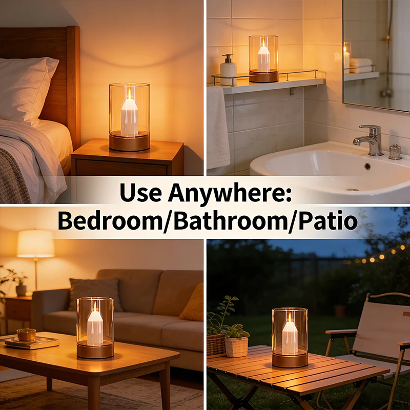 LED Night Light Rechargeable Flameless Candle Motion Sensor Dimmable USB Charging Soft Warm Bedroom Portable Table Bedside Lamp
