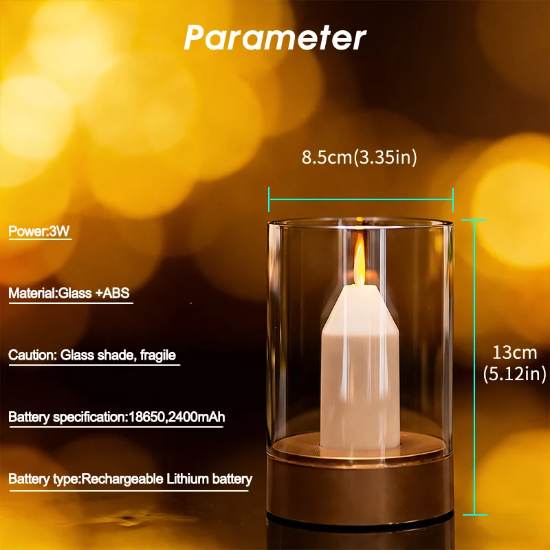 LED Night Light Rechargeable Flameless Candle Motion Sensor Dimmable USB Charging Soft Warm Bedroom Portable Table Bedside Lamp