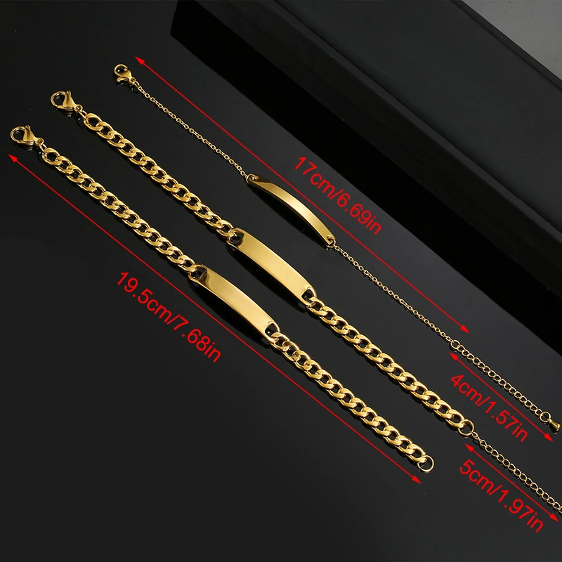Customized Engrave Name Men Women Bracelets Stainless Steel Cuban Chain Personalized ID Bracelet Fashion Party Jewellery Gift