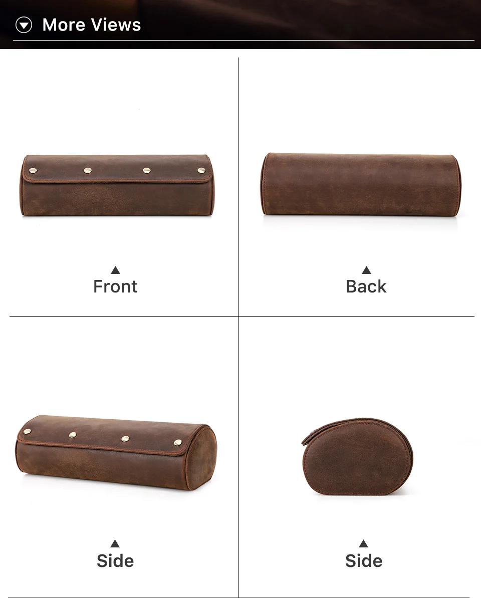 CONTACT'S FAMILY Vintage Genuine Leather Watch Case Box Men Watches Travel Wristwatch Roll Case Holder High Quality Gift for Men
