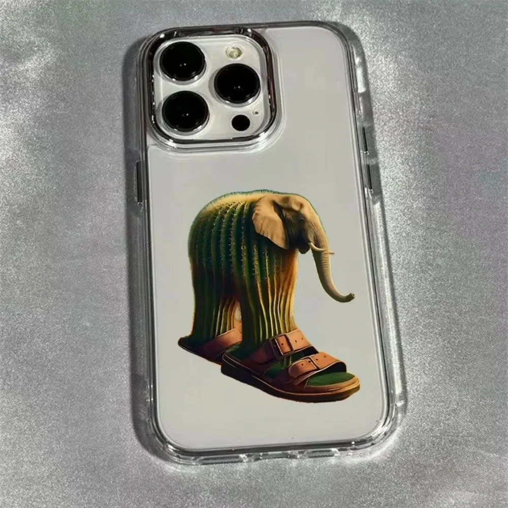 ITALIANO BRAINROT Animal Electroplated Lens Frame Clear Phone Case for iPhone 17 Air 16 15 14 13 12 11 Pro Max XS Max X Cover