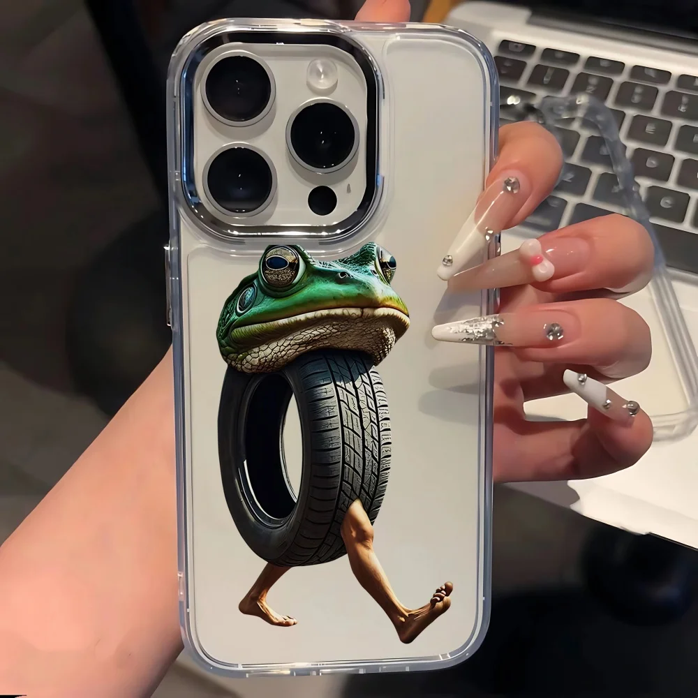 ITALIANO BRAINROT Animal Electroplated Lens Frame Clear Phone Case for iPhone 17 Air 16 15 14 13 12 11 Pro Max XS Max X Cover