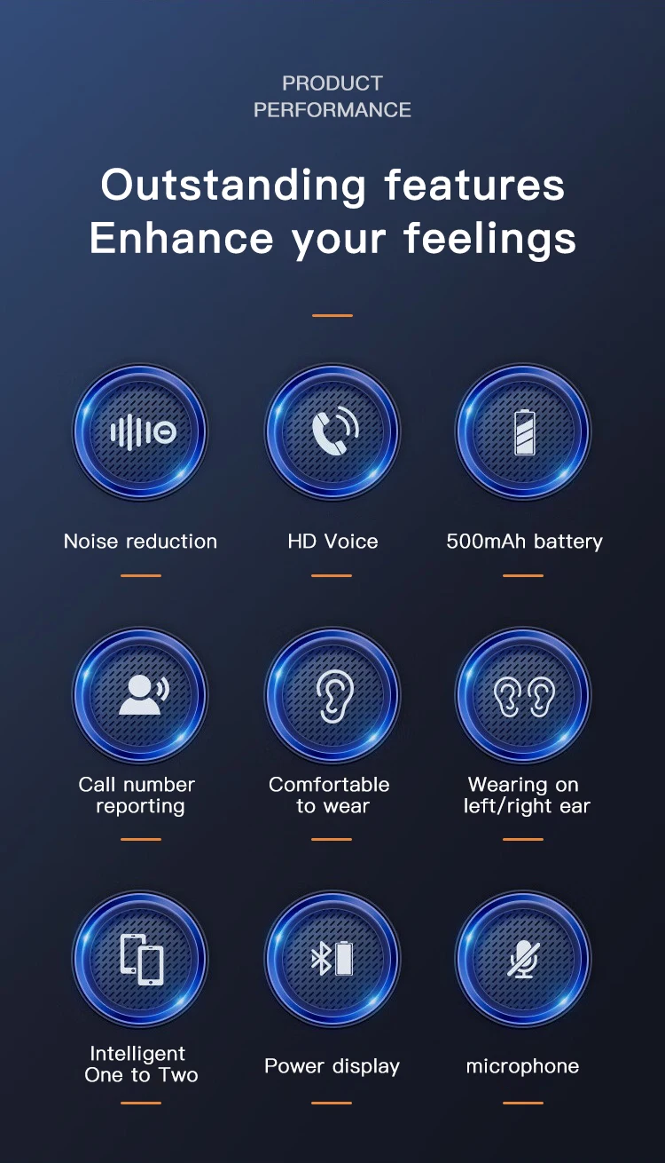 Bluetooth Earphones 5.4 Headphones Stereo Handsfree Noise Canceling Wireless Business Headset With ENC Mic For All Smart Phones