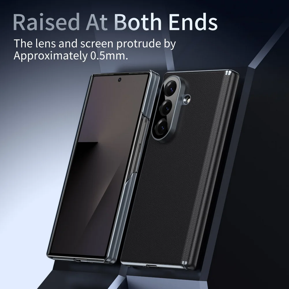 Premium Light Luxury Leather Flexible Hinge Flip Phone Case For Samsung Z Fold 7 Galaxy Z Fold 6 5 4 Only Back Protect Cover