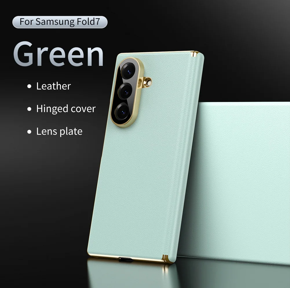 Premium Light Luxury Leather Flexible Hinge Flip Phone Case For Samsung Z Fold 7 Galaxy Z Fold 6 5 4 Only Back Protect Cover