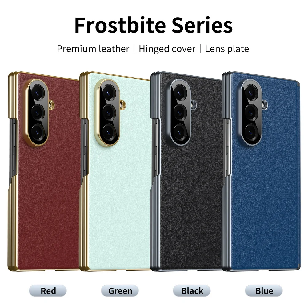 Premium Light Luxury Leather Flexible Hinge Flip Phone Case For Samsung Z Fold 7 Galaxy Z Fold 6 5 4 Only Back Protect Cover