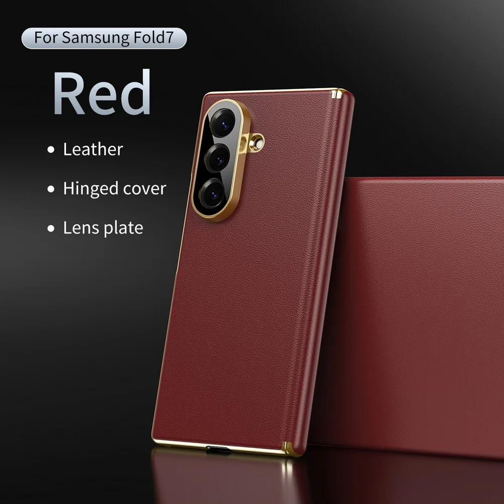 Premium Light Luxury Leather Flexible Hinge Flip Phone Case For Samsung Z Fold 7 Galaxy Z Fold 6 5 4 Only Back Protect Cover