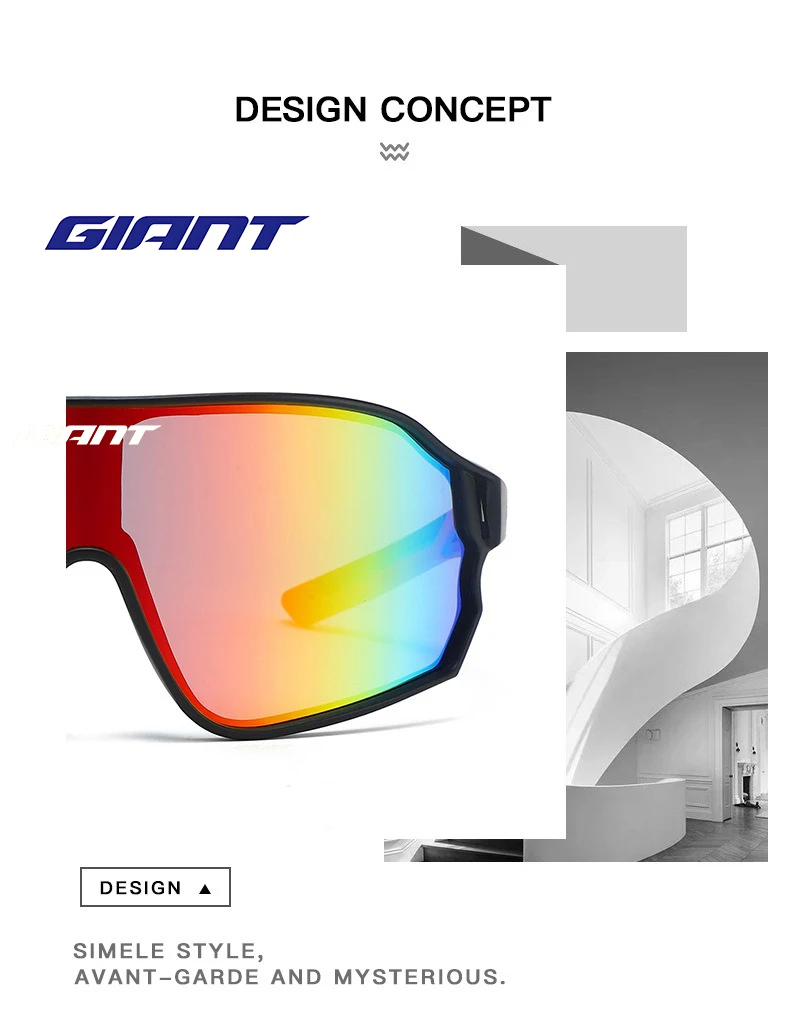 GIANT Top Seller Cycling Glasses UV400 Anti Fog REVO Lenses HD Clarity CE/ANSI Certified Cateye Design MTB/Road Bike