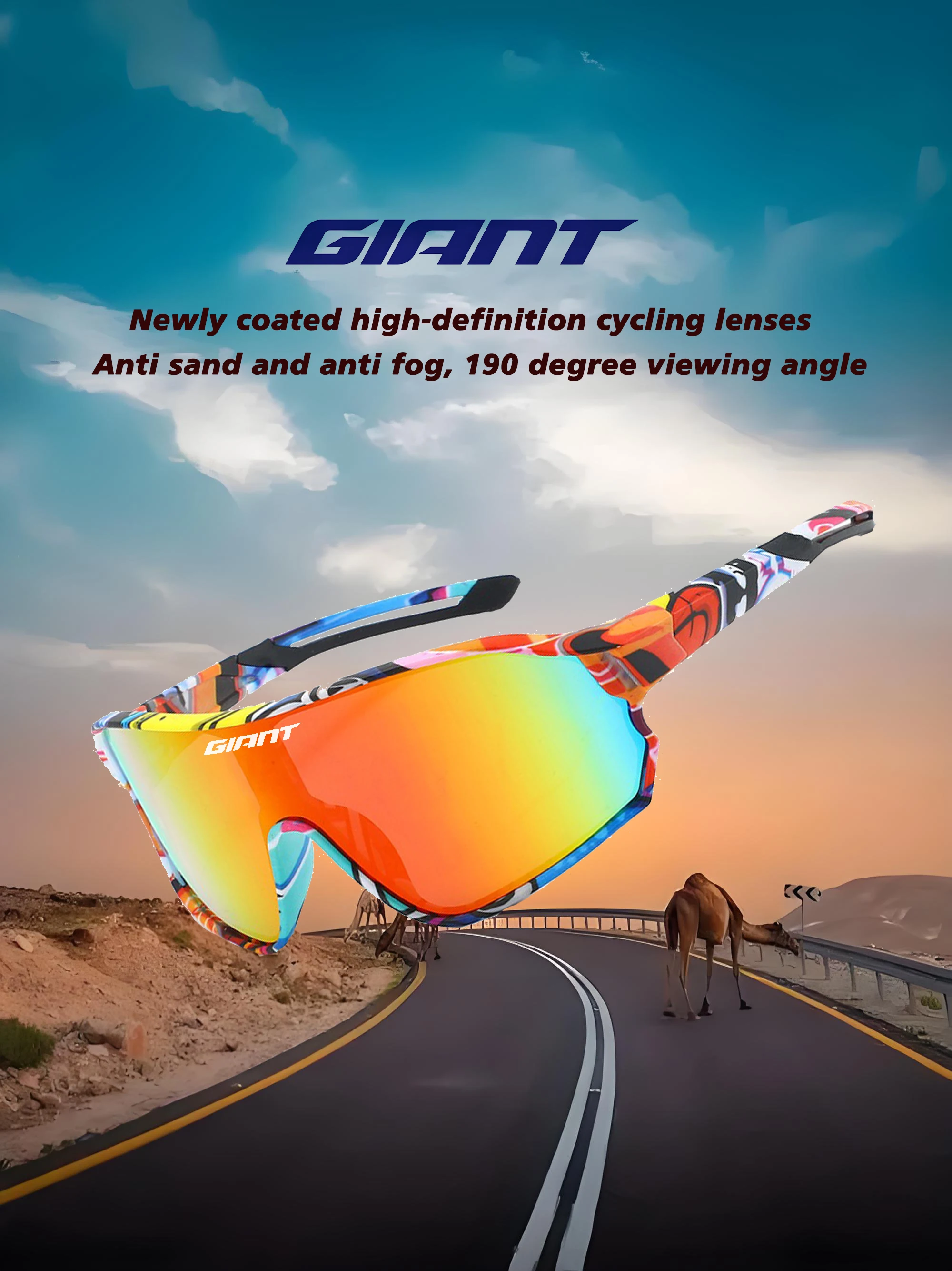 GIANT Top Seller Cycling Glasses UV400 Anti Fog REVO Lenses HD Clarity CE/ANSI Certified Cateye Design MTB/Road Bike