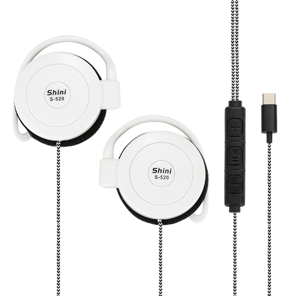 Type-c Wired Headphones Hanging Ear Sports Headset Over-ear Adjustable Volume Earphones For Phones Universal Anti-drop Earplugs