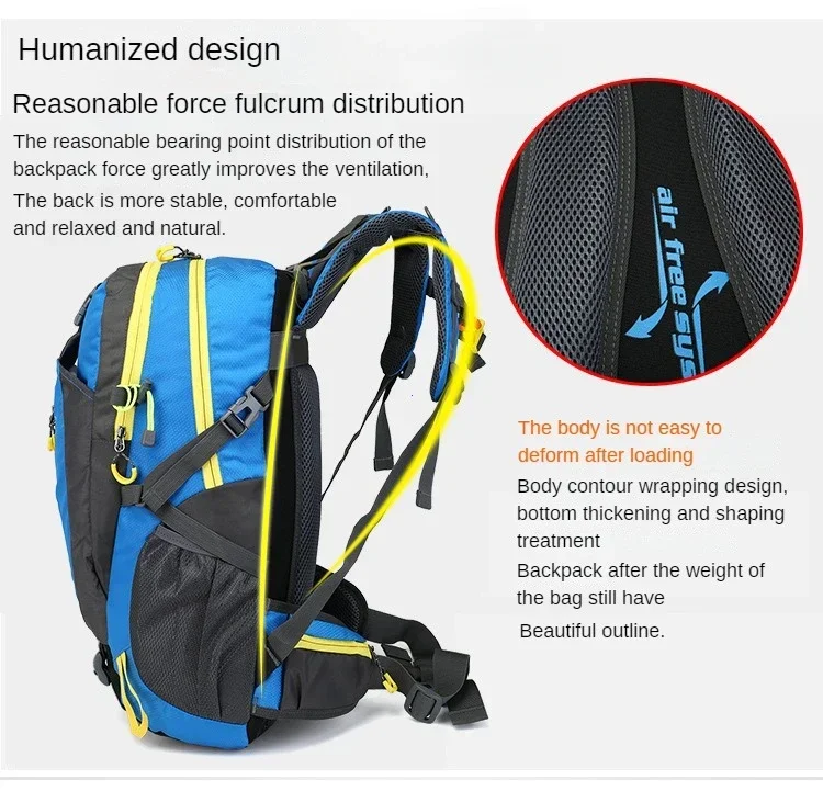 40L Water Resistant Travel Backpack for Hiking Camping Trekking Climbing Lightweight Laptop Daypack Men Women Outdoor Rucksack
