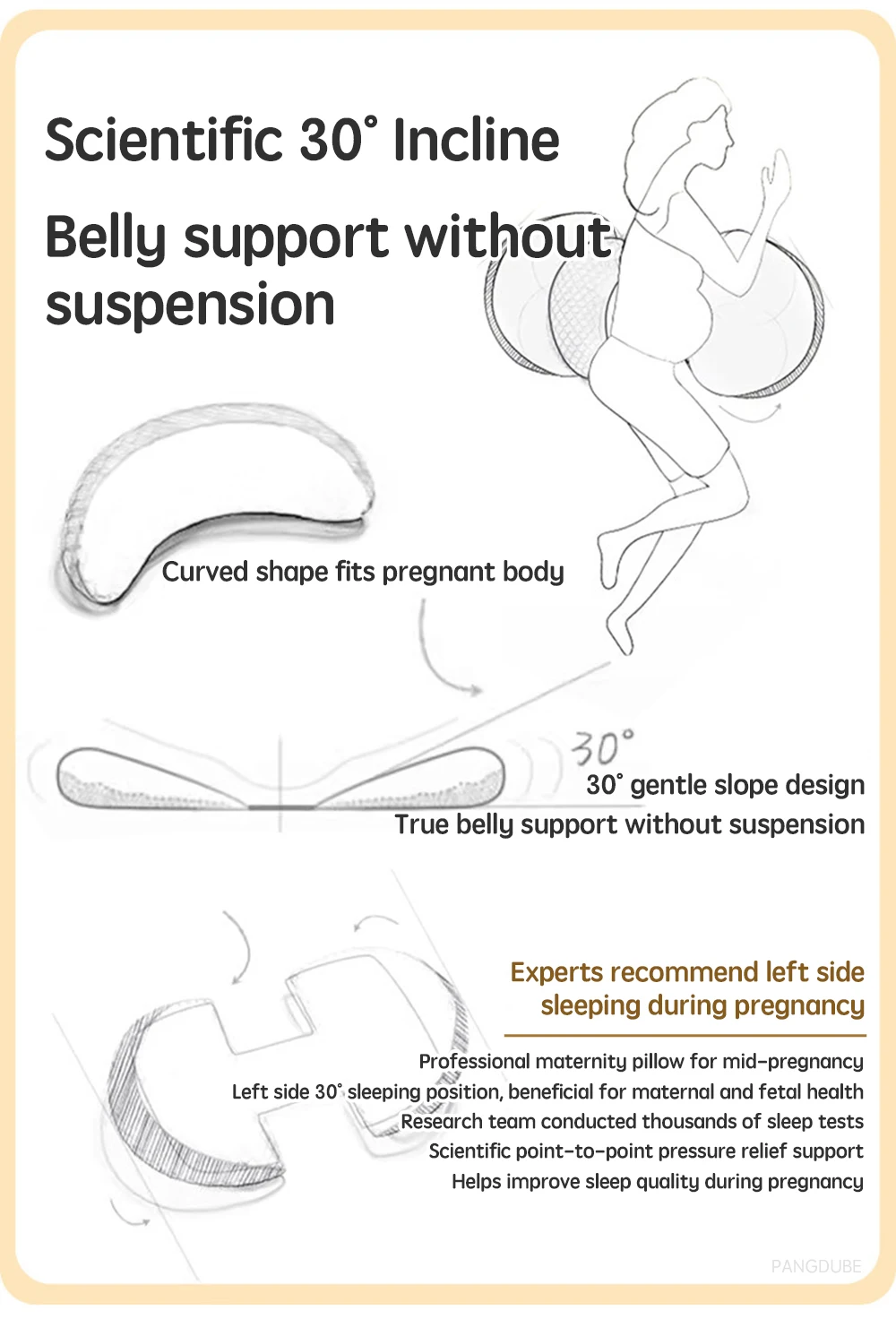 PANGDUBE Pregnancy Waist Support Pillow for Pregnant Women Sleeping Body Pillow Care for Pregnancy Cushion Adjustable Length