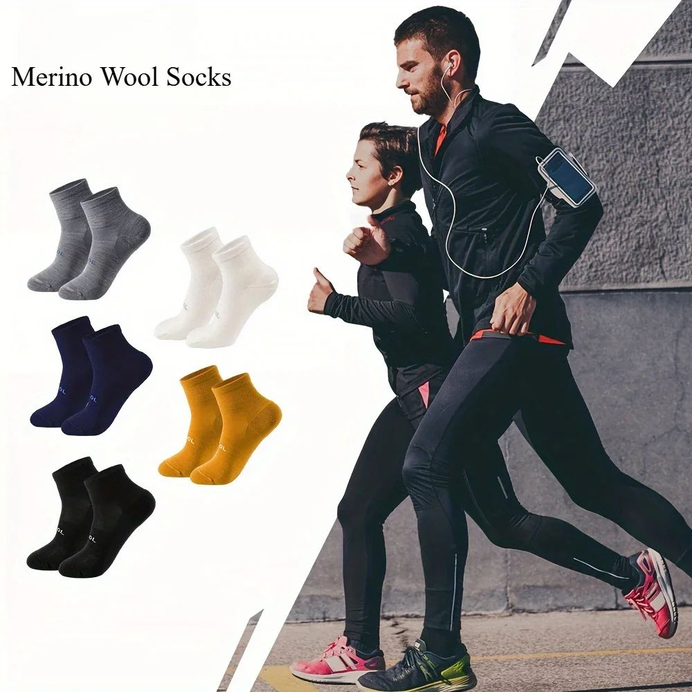 4 Pairs Men Women Merino Wool Socks Low Cut Sock 70% Merino Wool Breathable Comfort Fit Thin for Running Cycling & Skiing Socks