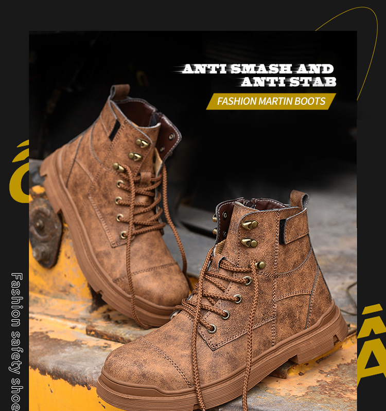 Safety Shoes For Men Light Weight Steel Toe Orginal Waterproof Work Safety Sneakers Boots Anti-Smashing Steel Toe Puncture Proof