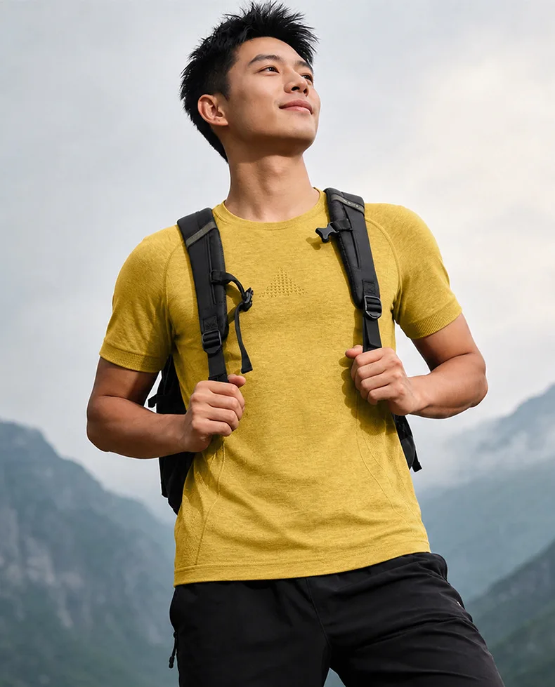 Men’s Merino Wool T Shirts Quick Dry Breathable Moisture Wicking Men Merino Wool Base Layer Tee Hiking Running T-Shirt