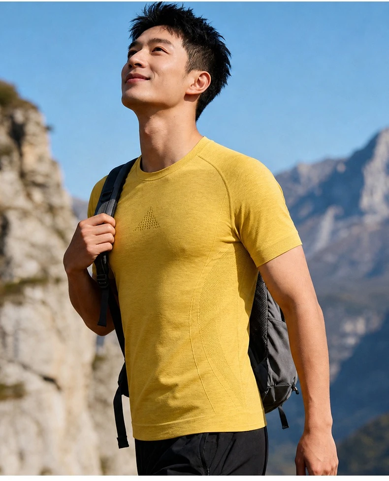 Men’s Merino Wool T Shirts Quick Dry Breathable Moisture Wicking Men Merino Wool Base Layer Tee Hiking Running T-Shirt