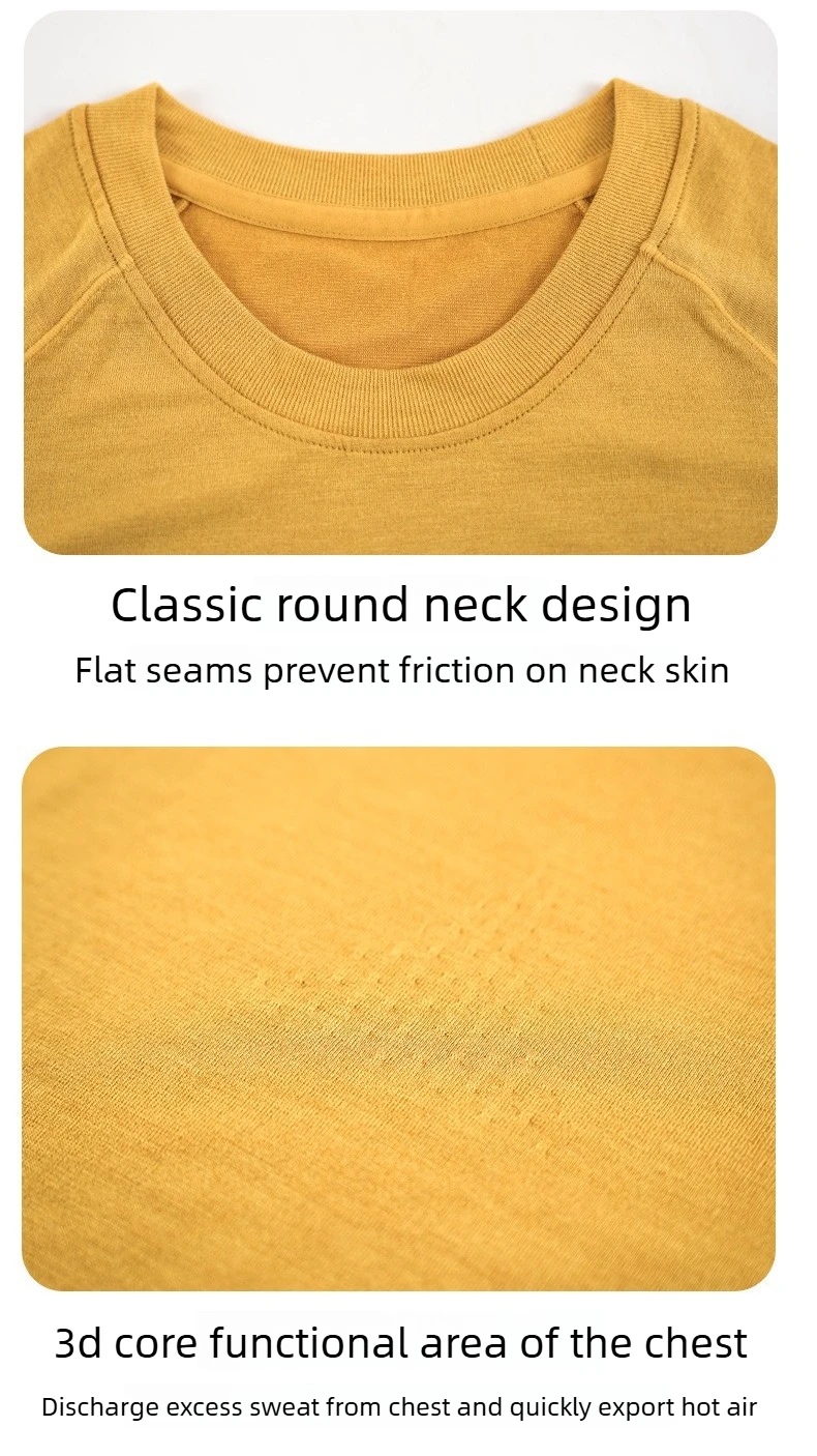 Men’s Merino Wool T Shirts Quick Dry Breathable Moisture Wicking Men Merino Wool Base Layer Tee Hiking Running T-Shirt