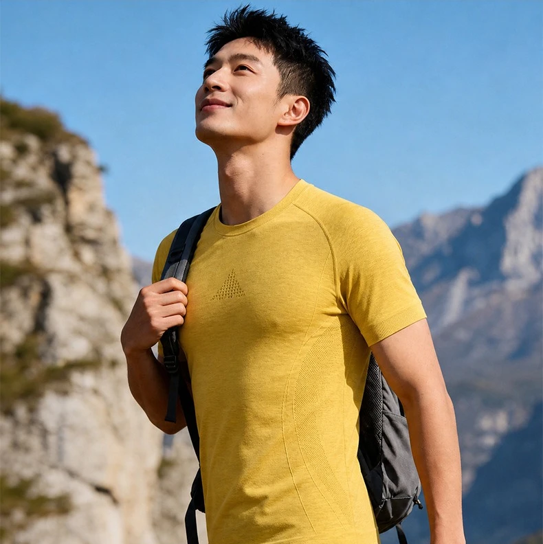 Men’s Merino Wool T Shirts Quick Dry Breathable Moisture Wicking Men Merino Wool Base Layer Tee Hiking Running T-Shirt