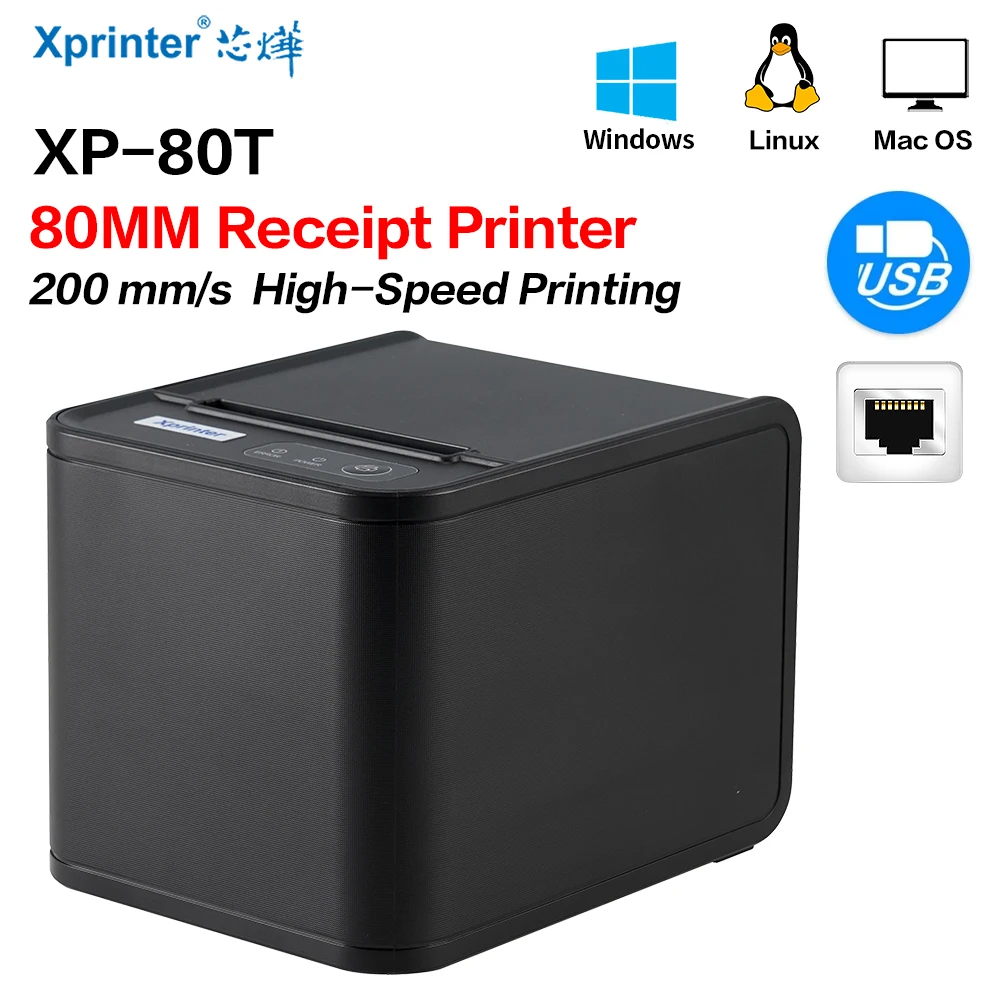 Receipt Printer 80mm Hand Printer 80T USB/USB+Lan Port Printer With Auto Cutter POS Printer Kitchen Printer