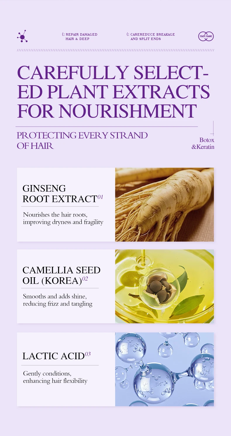 Keratin Hair Mask Magical 5 Second Repair Damage Frizzy Soft Smooth Shiny Hair Deep Moisturize Hair Treat Repair Hair Care Mask